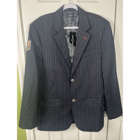 Marc Ecko NWT‎ Blazer Patches Striped Men's Size XL ME06496 - Picture 1 of 14